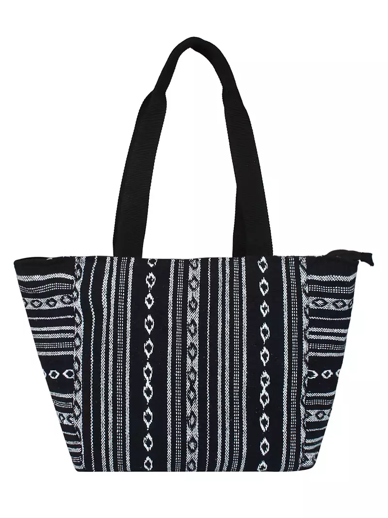 Fleecy Black & White Jacquard Shoulder Bag