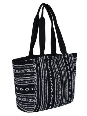 Fleecy Black & White Jacquard Shoulder Bag 2