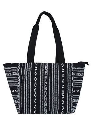 Fleecy Black & White Jacquard Shoulder Bag 3