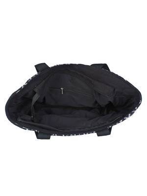 Fleecy Black & White Jacquard Shoulder Bag 4