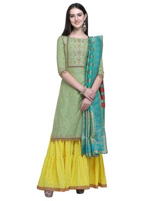 Green embroidered art silk salwar 1