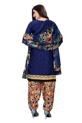 Blue printed crepe salwar with dupatta 3