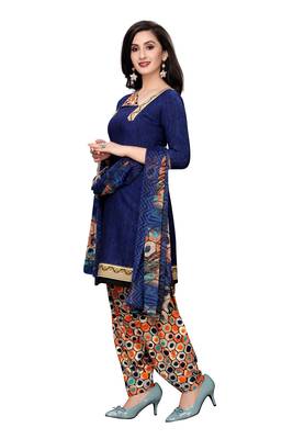 Blue printed crepe salwar with dupatta 4