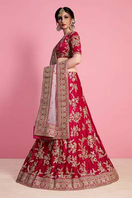 Light Pink Embroidered Velvet Unstitched Lehenga 4