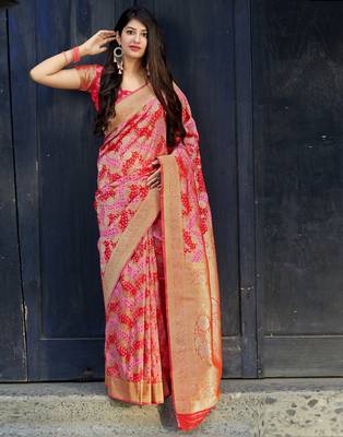 Multicolor woven silk blend saree with blouse 1