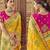 Yellow embroidered silk blend saree with blouse