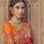Red embroidered silk blend saree with blouse