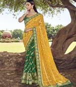Multicolor embroidered silk blend saree with blouse