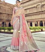 Multicolor embroidered silk blend saree with blouse