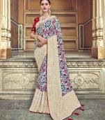 Multicolor embroidered silk blend saree with blouse