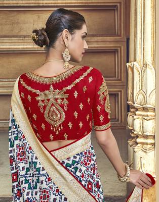 Multicolor embroidered silk blend saree with blouse 2