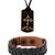 Celtic Cross Leather Pendant & Black Woven Leather Bracelet Combo