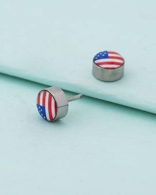 Royal Stud American Flag Earring 1