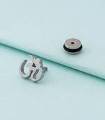 Royal Stud Silver Plated Om Earring