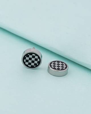 Royal Stud Checked Surface Earring 1