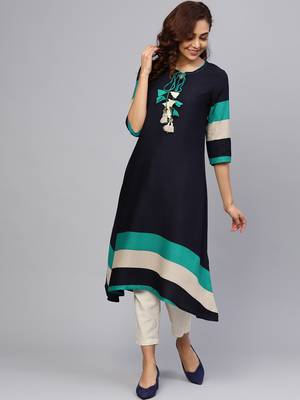 Navy-blue plain liva kurtas-and-kurtis 1