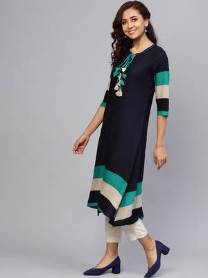 Navy-blue plain liva kurtas-and-kurtis 3
