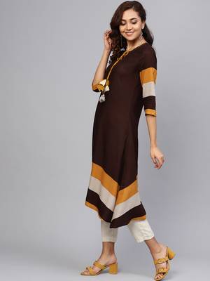 Brown plain liva kurtas-and-kurtis 3