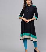Navy-blue plain liva kurtas-and-kurtis