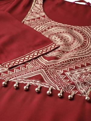 Maroon printed liva long-kurtis 5