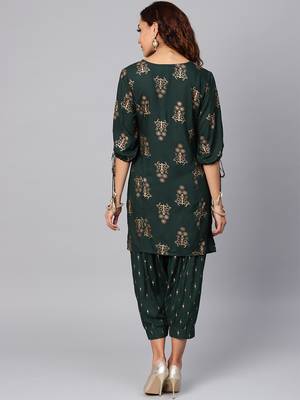 Green floral print rayon salwar 2