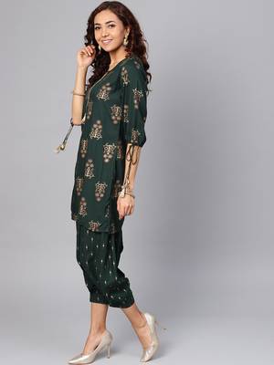 Green floral print rayon salwar 4