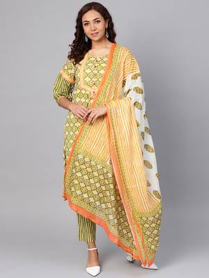 Green stripes print cotton salwar 1