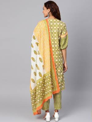 Green stripes print cotton salwar 2
