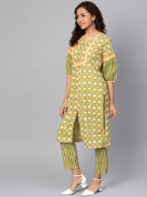 Green stripes print cotton salwar 3