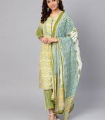 Yellow stripes print cotton salwar