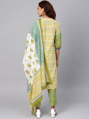 Yellow stripes print cotton salwar 2