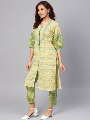 Yellow stripes print cotton salwar 3