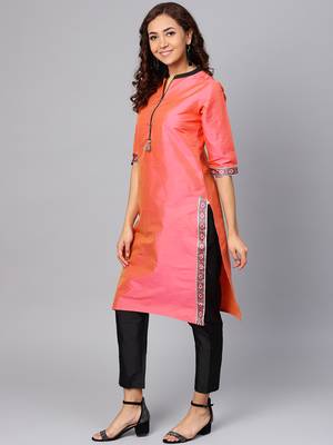 Pink plain taffeta salwar 3