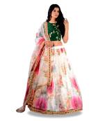 Multi Colour Digital Printed Semi Stitched Lehenga Choli