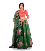 Multi Colour Digital Printed Semi Stitched Lehenga Choli