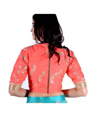 Sky Blue Embroidery Work  Semi Stitched Lehenga Choli 2