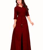 Maroon Plain Rayon Kurti