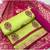 Women's Lemon Green & Pink Chanderi Cotton Embroidered Unstitch Dress Material With Dupatta