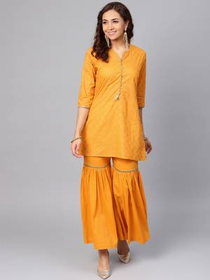 Light-orange printed cotton salwar 1