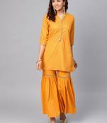 Light-orange printed cotton salwar