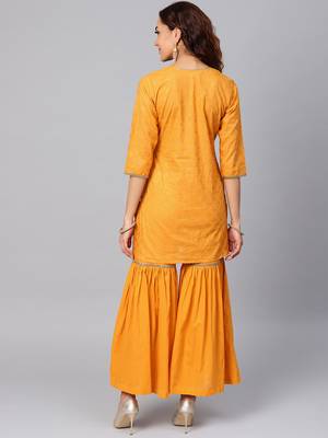 Light-orange printed cotton salwar 2