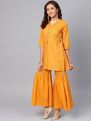 Light-orange printed cotton salwar 3