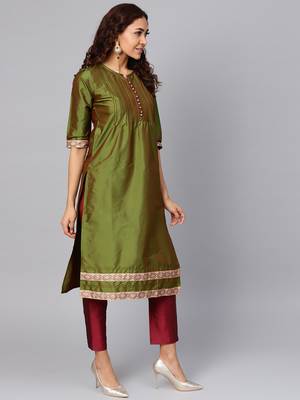 Mehendi printed taffeta salwar 4