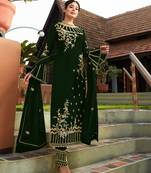 Dark-green embroidered faux georgette salwar