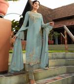 Light-blue embroidered faux georgette salwar