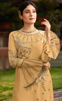 Light-mustard embroidered faux georgette salwar 2