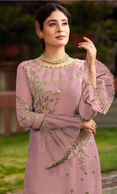 Pink embroidered faux georgette salwar 2