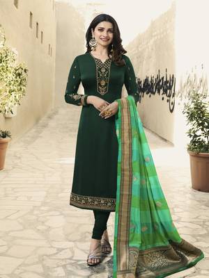 Dark-green embroidered satin salwar 1