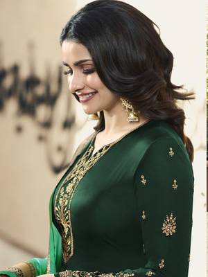 Dark-green embroidered satin salwar 2