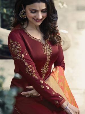 Maroon embroidered satin salwar 2